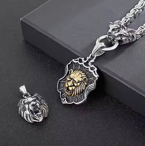 Heavy Nordic Gold Lion Head Stainless Steel Men’s Necklace