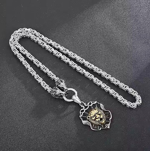 Heavy Nordic Gold Lion Head Stainless Steel Men’s Necklace