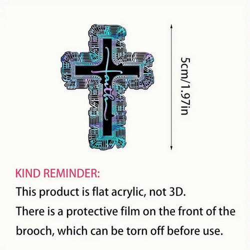 Faith Cross Acrylic Brooch Pin
