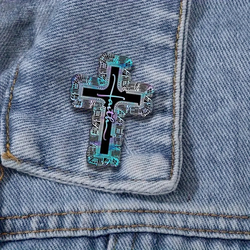 Faith Cross Acrylic Brooch Pin