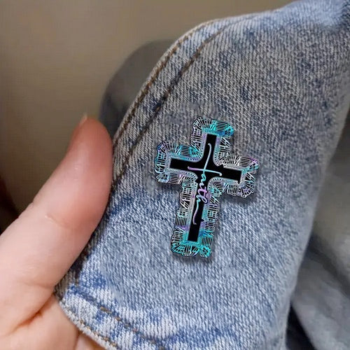 Faith Cross Acrylic Brooch Pin