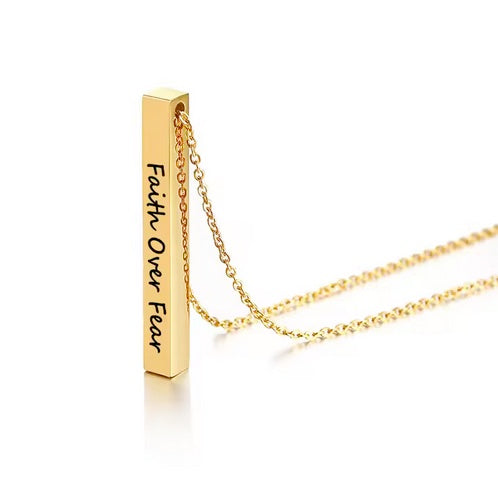 Faith Over Fear Bar Necklace