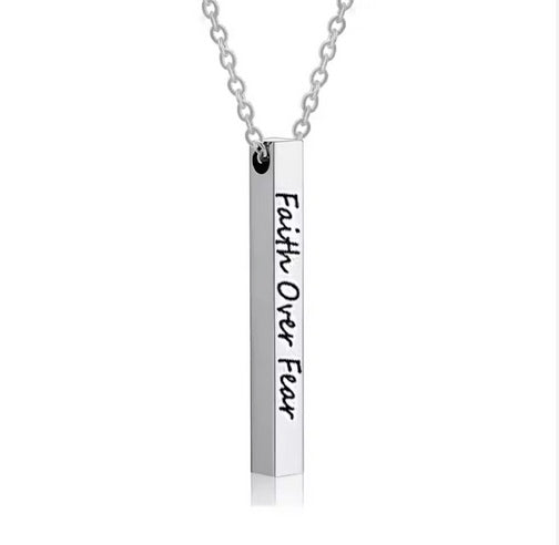 Faith Over Fear Bar Necklace