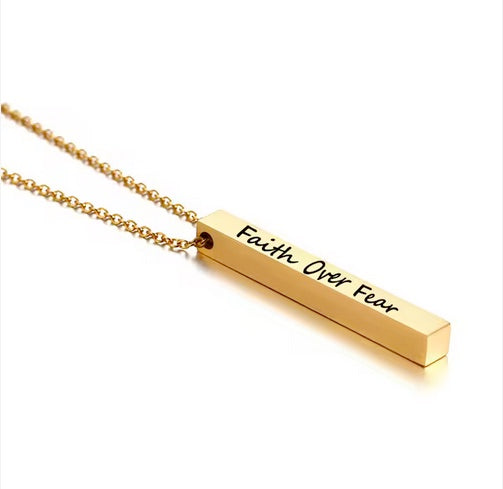 Faith Over Fear Bar Necklace
