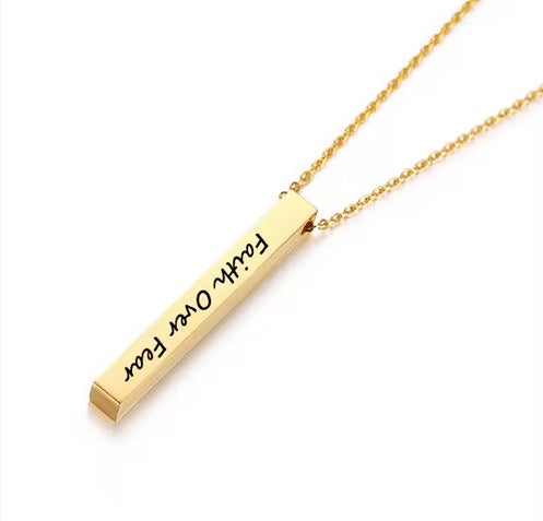 Faith Over Fear Bar Necklace