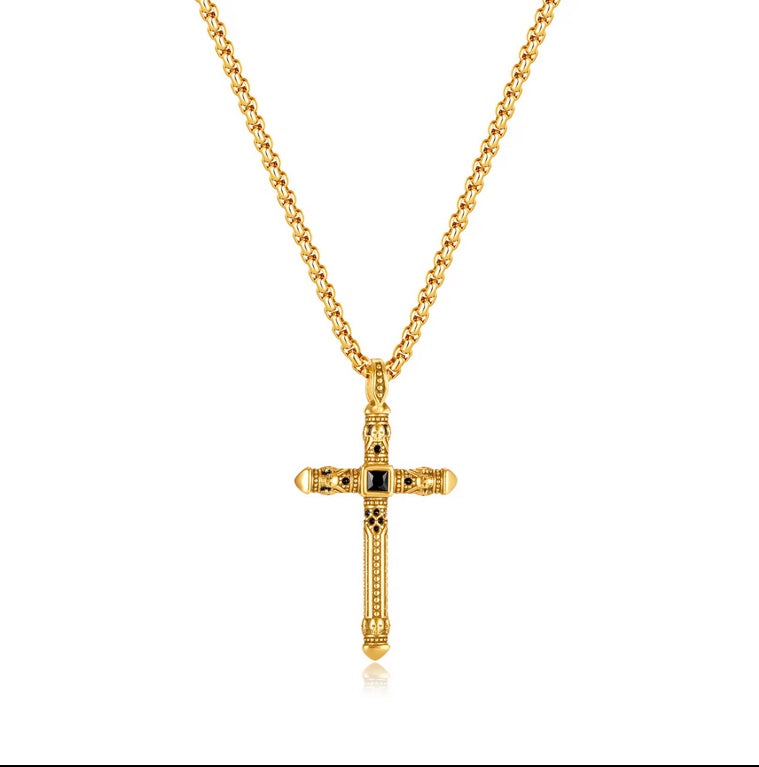 Gemstone Center Cross Necklace