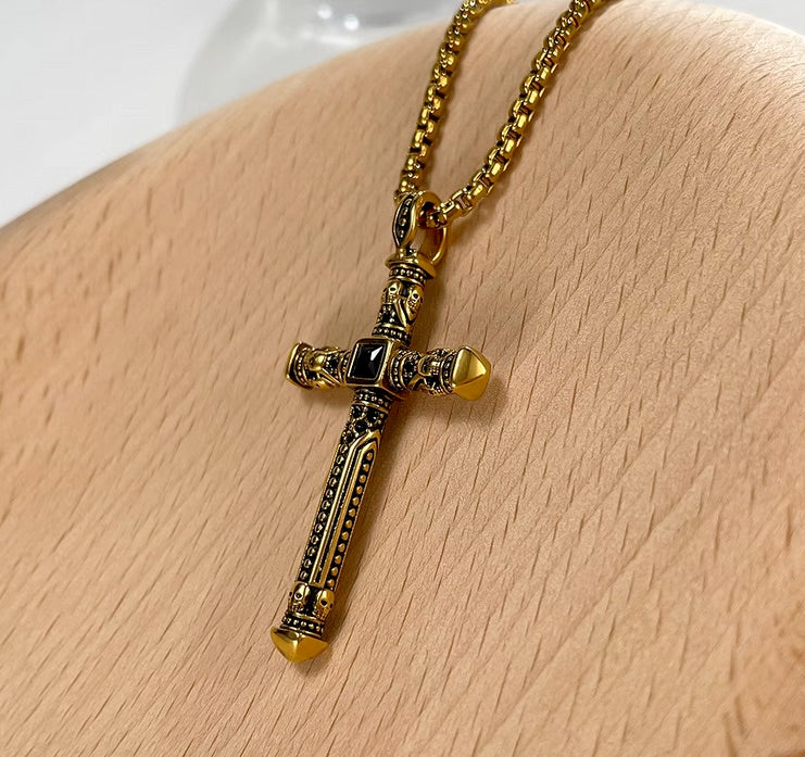 Gemstone Center Cross Necklace