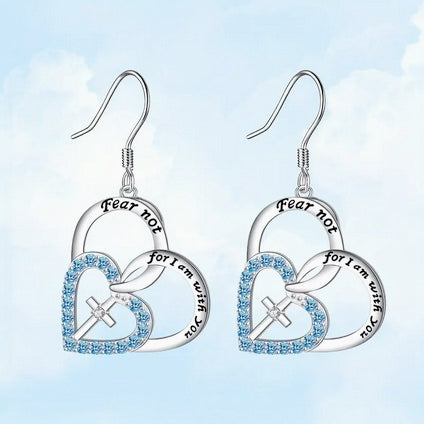 Bible Verse Double Heart Earrings With CZs