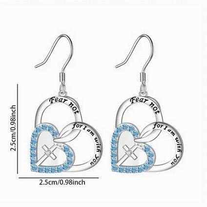 Bible Verse Double Heart Earrings With CZs
