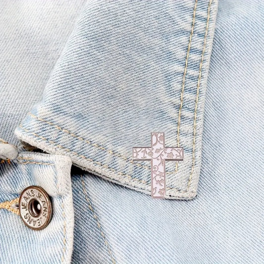 Elegant Floral Cross Booch-Pin