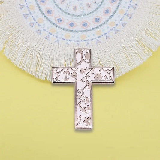 Elegant Floral Cross Booch-Pin