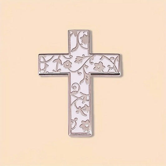 Elegant Floral Cross Booch-Pin