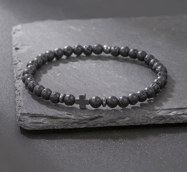 Stackable Four Group Cross 6mm Bead Bracelets