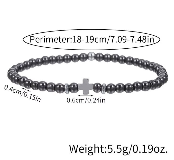 Stackable Four Group Cross 6mm Bead Bracelets