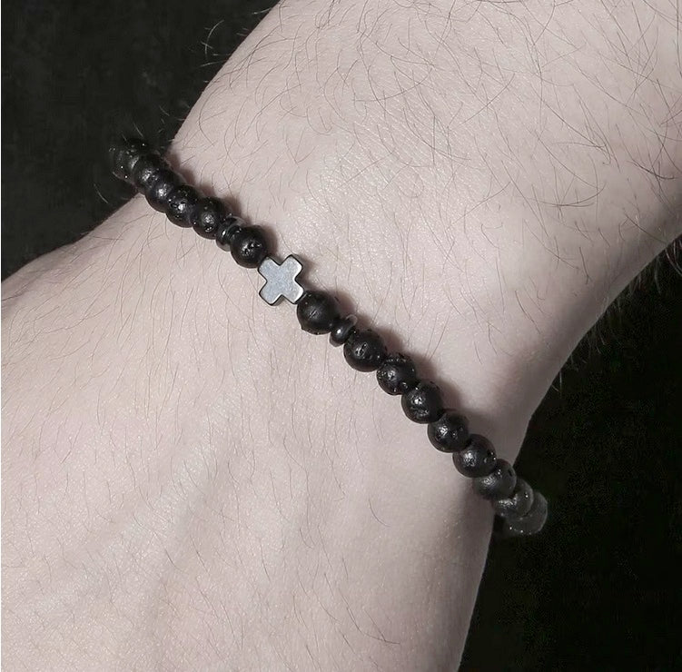 Stackable Four Group Cross 6mm Bead Bracelets