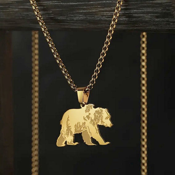 Long Lasting Non-Tarnish Stainless Steel Bear Necklace