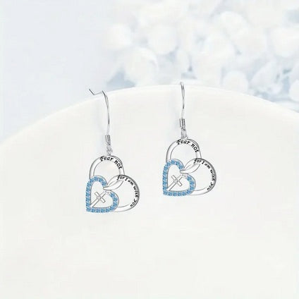 Bible Verse Double Heart Earrings With CZs