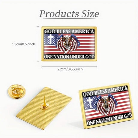 God Bless America - American Flag And Cross Pin