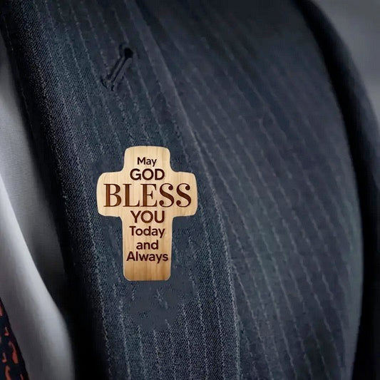 Vintage-Inspired Acrylic God Blesws You Cross Brooch Pin