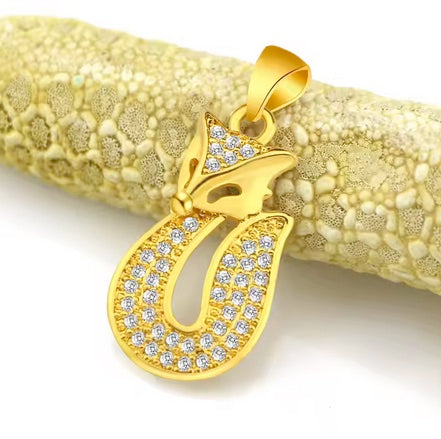Women's 24K Gold Plated Brass Inlaid Royal Fox Necklace