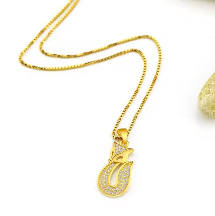 Women's 24K Gold Plated Brass Inlaid Royal Fox Necklace