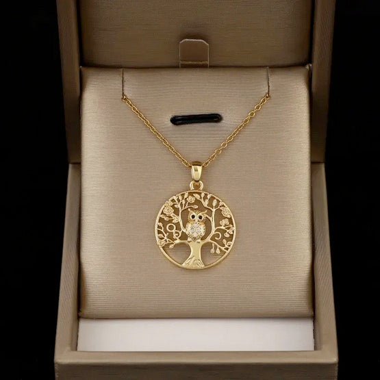 Golden Owl On Tree Of Life