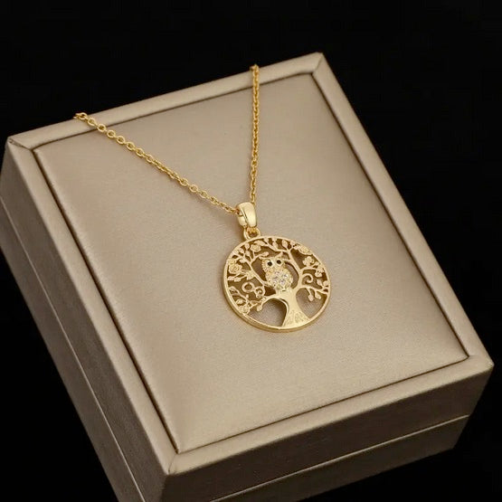 Golden Owl On Tree Of Life