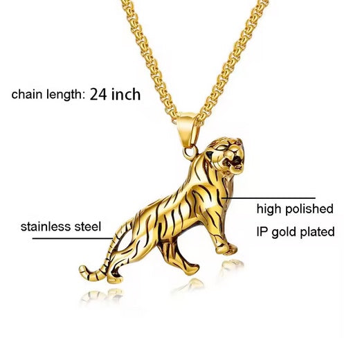 Full Body Stainless Steel Save The Tiger Necklace