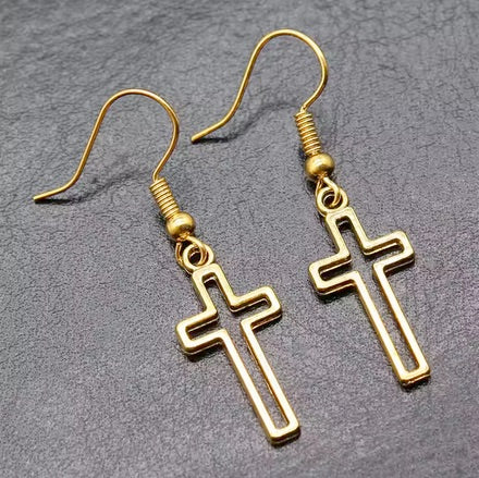 Hollow Cross Earrings