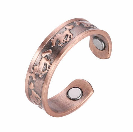 Biomagnetic Copper Horse Ring- Self Adjusting