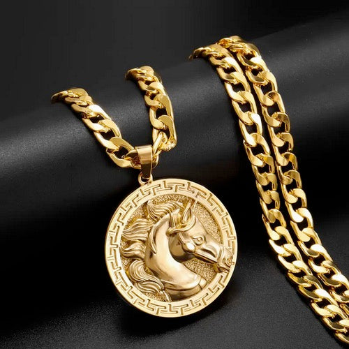 18K Gold Plated Stainless Steel Horse Necklace