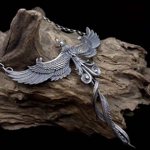 Elegant Vintage Phoenix Pendant Necklace-Large
