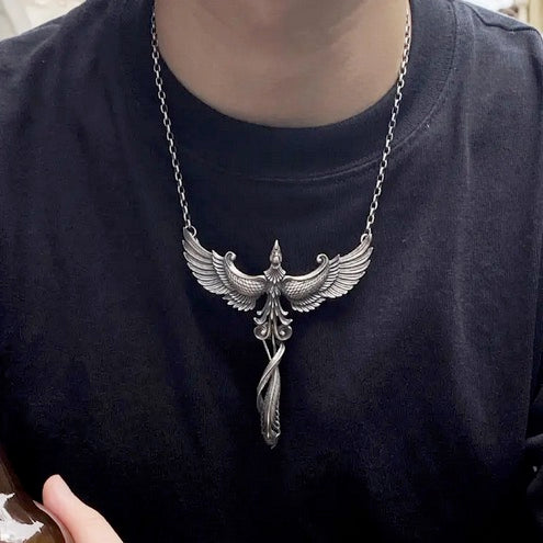 Elegant Vintage Phoenix Pendant Necklace-Large