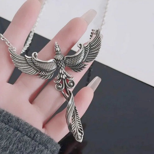 Elegant Vintage Phoenix Pendant Necklace-Large