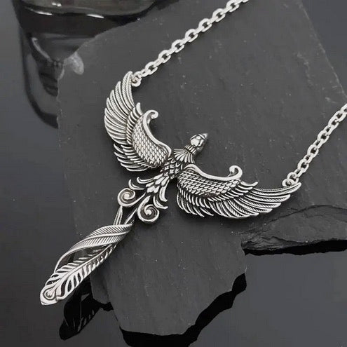 Elegant Vintage Phoenix Pendant Necklace-Large