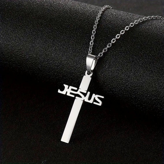 Jesus Name Cross Necklace- Stainless Steel