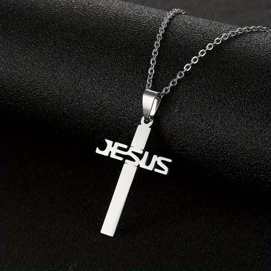Jesus Name Cross Necklace- Stainless Steel