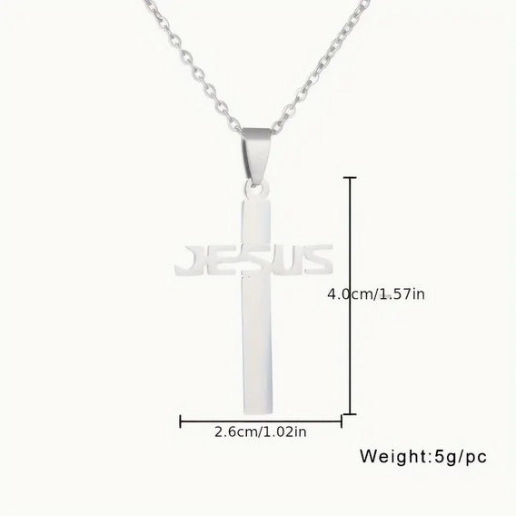 Jesus Name Cross Necklace- Stainless Steel
