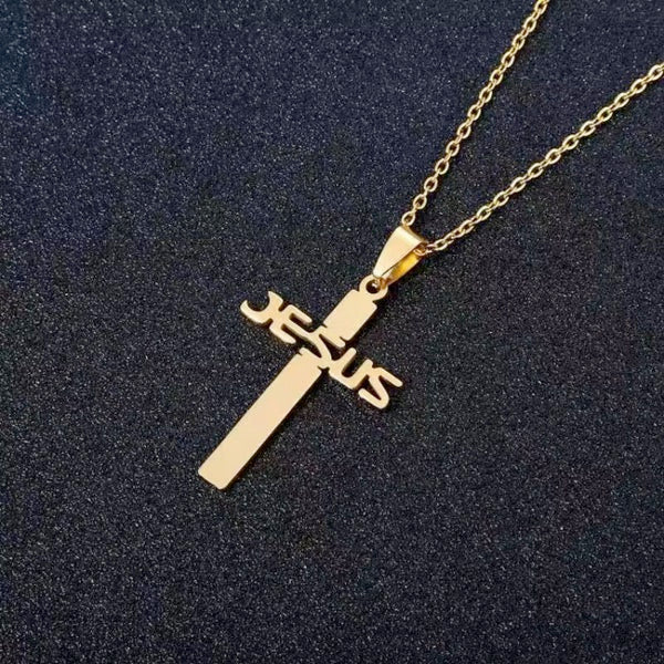 Built In Jesus Name Cross Necklace