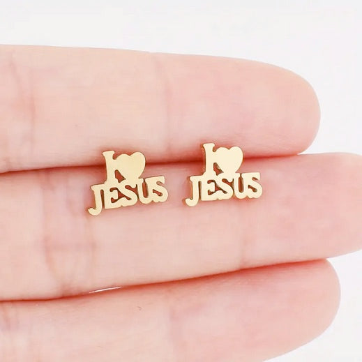 Love Jesus Stud Earrings