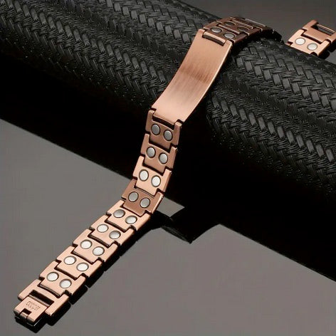 Men's Copper Magnetic Cross and Lord's Prayer Bracelet