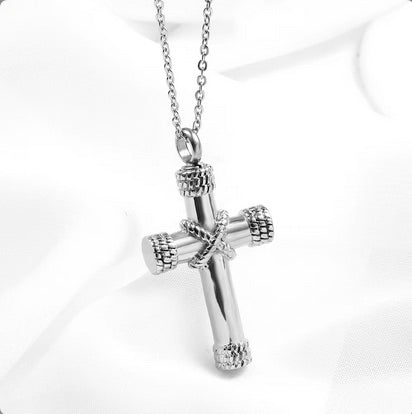 Beloved One Memorial Cross With Cremation Ashes Insert Tool- 3 Color Selections