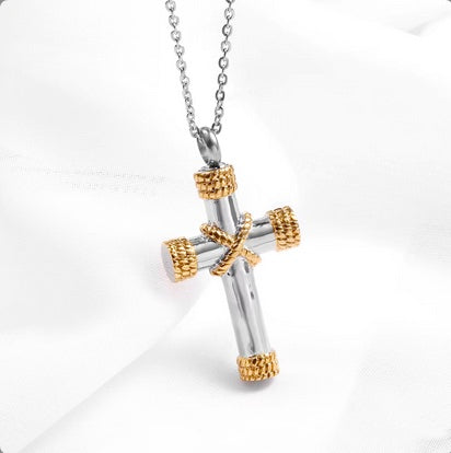 Beloved One Memorial Cross With Cremation Ashes Insert Tool- 3 Color Selections