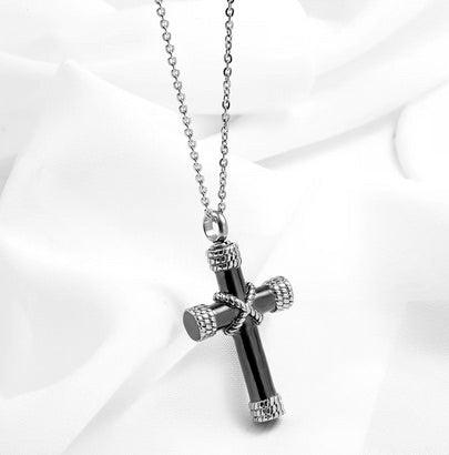 Beloved One Memorial Cross With Cremation Ashes Insert Tool- 3 Color Selections