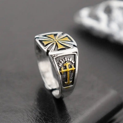 Men's Vintage Two Tone Knight Templar Cross Ring