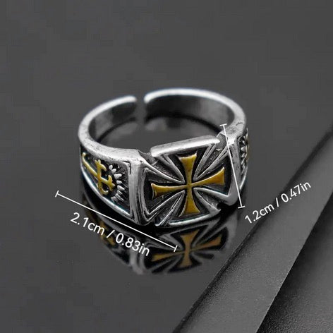 Men's Vintage Two Tone Knight Templar Cross Ring