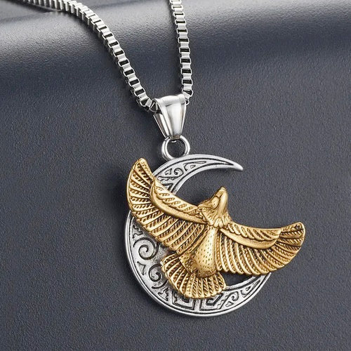 Vintage Two Tone Winged Eagle Necklace