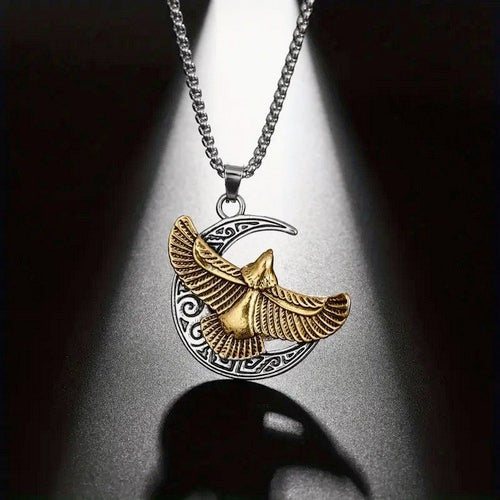 Vintage Two Tone Winged Eagle Necklace