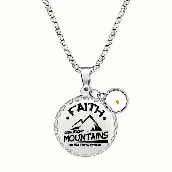 Exquisite Faith-Inspired Mountain Moving Stainless Steel Round Mustard Seed Necklace