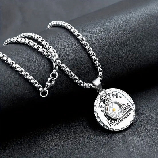 Exquisite Faith-Inspired Mountain Moving Stainless Steel Round Mustard Seed Necklace